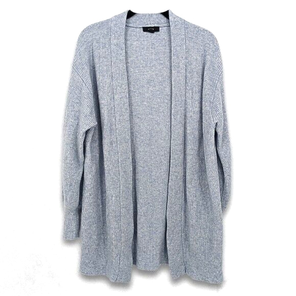 J Crew Cardigan Sweater Open Front Ribbed Knit Wool Alpaca Blend Blue Women's S